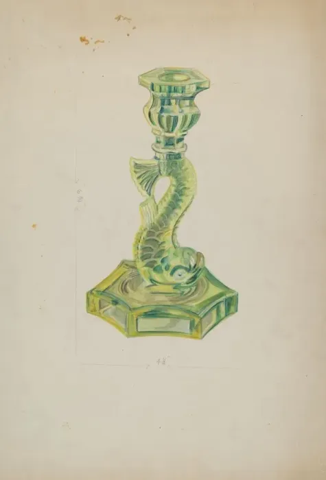 Framed Print : Dolphin Candlestick, c. 1935. Creator: Ella Josephine Sterling Framed Print : Dolphin Candlestick, c. 1935. Creator: Ella Josephine Sterling