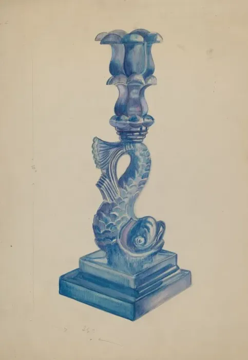 Framed Print : Dolphin Candlestick, c. 1936. Creator: Ella Josephine Sterling Framed Print : Dolphin Candlestick, c. 1936. Creator: Ella Josephine Sterling