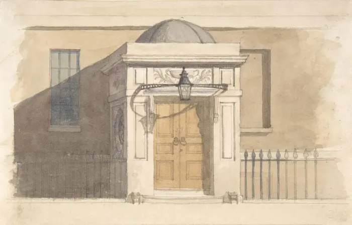 Framed Print : Domed Projecting Rectangular Entrance to a House near Russell Square, 19th century Framed Print : Domed Projecting Rectangular Entrance to a House near Russell Square, 19th century