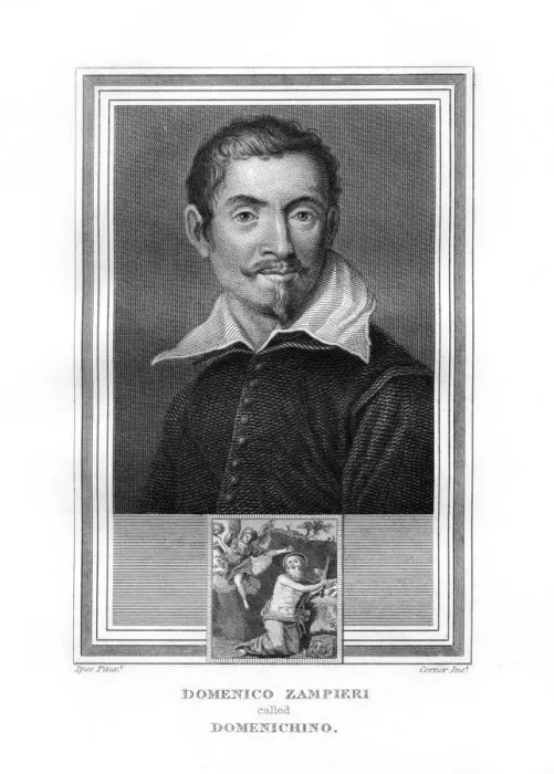 Framed Print : Domenichino, Italian Baroque era painter, (1825). Artist: John Corner Framed Print : Domenichino, Italian Baroque era painter, (1825). Artist: John Corner