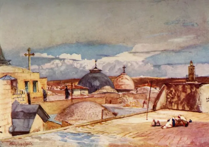 Framed Print : The Domes of the Holy Sepulchre from a House-Top on Mount Zion, 1902. Creator: John Fulleylove Framed Print : The Domes of the Holy Sepulchre from a House-Top on Mount Zion, 1902. Creator: John Fulleylove