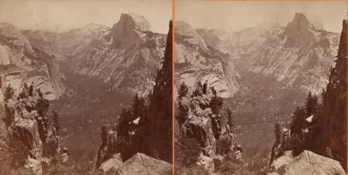 Framed Print : The Domes from Moran Point, Yosemite, 1861 / 76. Creator: Carleton Emmons Watkins Framed Print : The Domes from Moran Point, Yosemite, 1861 / 76. Creator: Carleton Emmons Watkins