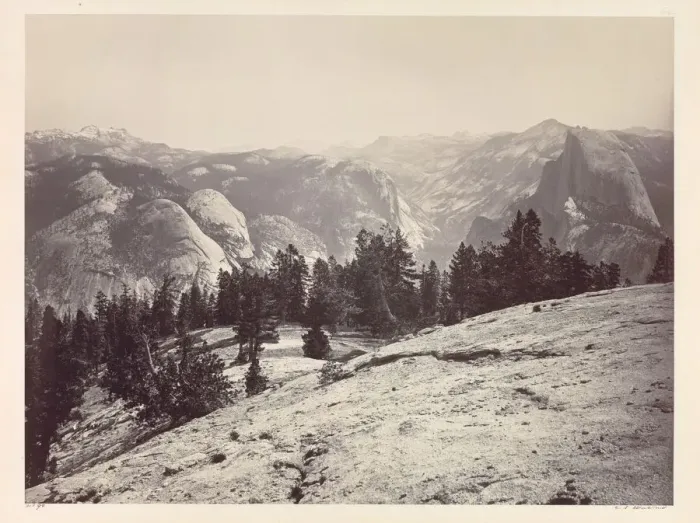 Framed Print : The Domes, from the Sentinel Domes, Yosemite, c. 1865-1866. Creator: Carleton E. Watkins (American Framed Print : The Domes, from the Sentinel Domes, Yosemite, c. 1865-1866. Creator: Carleton E. Watkins (American