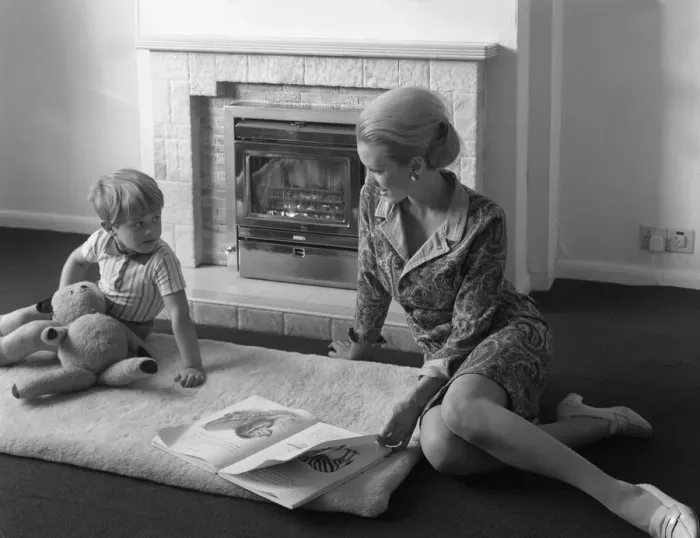 Framed Print : Domestic fire place advertisment for the NCB, 1967. Artist: Michael Walters