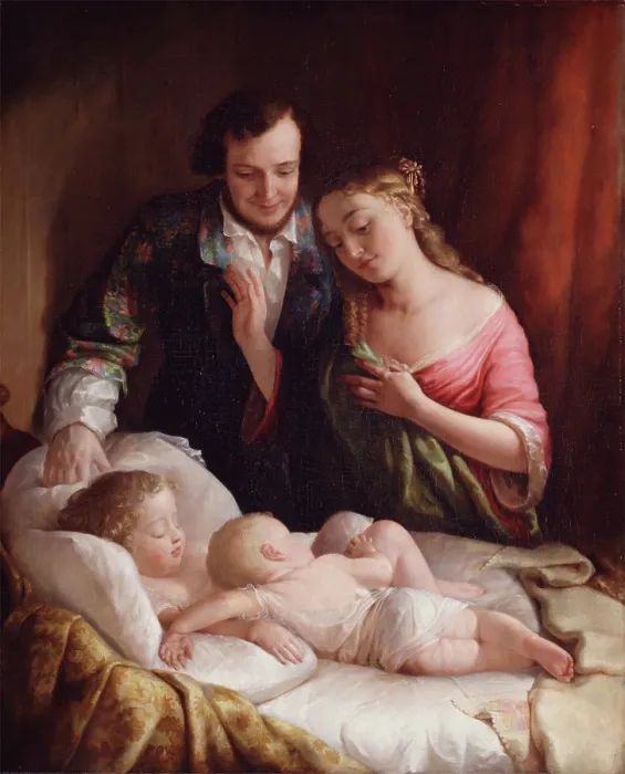 Framed Print : Domestic Happiness, 1849. Creator: Lilly Martin Spencer Framed Print : Domestic Happiness, 1849. Creator: Lilly Martin Spencer