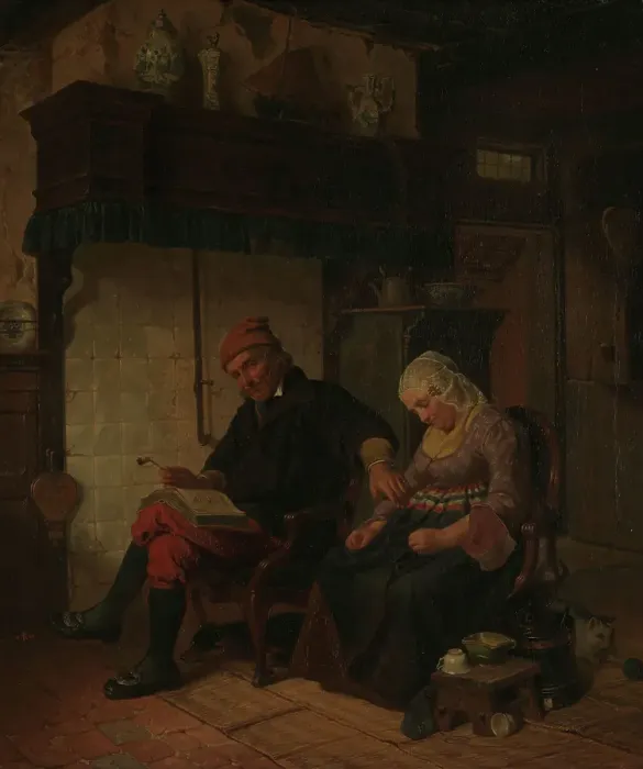 Framed Print : Domestic Worship in a Sailor's Home, 1849. Creator: Rudolf Jordan Framed Print : Domestic Worship in a Sailor's Home, 1849. Creator: Rudolf Jordan