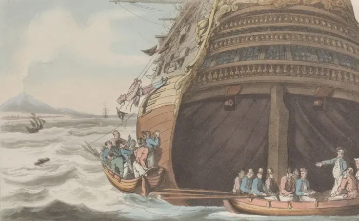 Framed Print : Don Michele Getting Up the Ships Side, from Naples and the Campagna Felice: in a Framed Print : Don Michele Getting Up the Ships Side, from Naples and the Campagna Felice: in a
