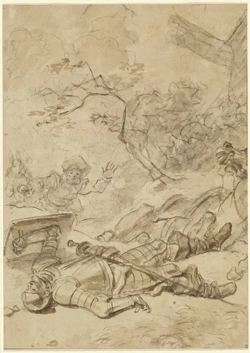 Framed Print : Don Quixote Defeated by the Windmill, 1780s. Creator: Jean-Honore Fragonard Framed Print : Don Quixote Defeated by the Windmill, 1780s. Creator: Jean-Honore Fragonard