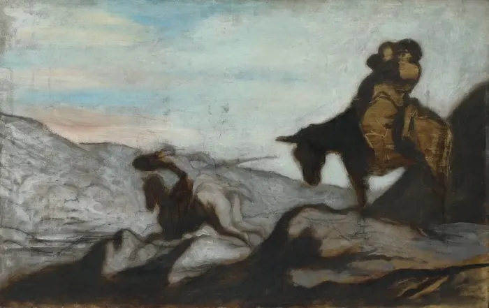 Framed Print : Don Quixote and Sancho Panza, ca 1855. Artist: Daumier, Honore (1808-1879) Framed Print : Don Quixote and Sancho Panza, ca 1855. Artist: Daumier, Honore (1808-1879)