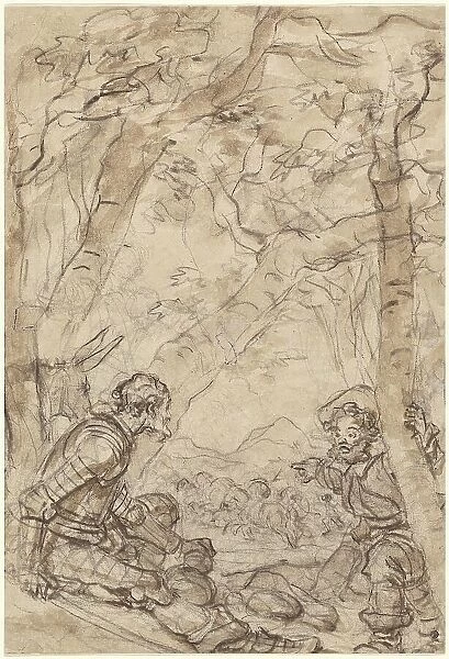 Don Quixote and Sancho Panza Witness the Attack on Rocinante, 1780s. Creator: Jean-Honore Fragonard