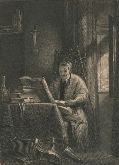 Framed Print : Don Quixote in his Study, 1831 Framed Print : Don Quixote in his Study, 1831