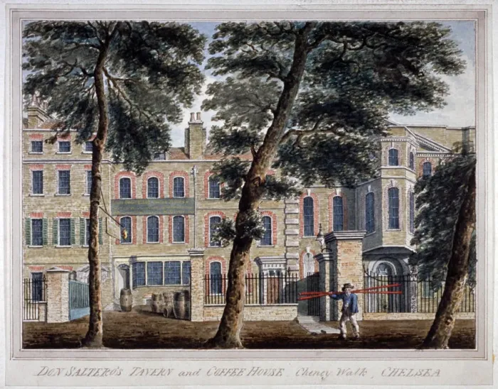 Framed Print : Don Salteros tavern and coffee house, Cheyne Walk, Chelsea, London, c1800 Framed Print : Don Salteros tavern and coffee house, Cheyne Walk, Chelsea, London, c1800