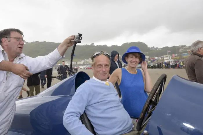 Framed Print : Don Wales and Blue Bird fan Claire Meadows Pendine Sands 2015. Creator: Unknown Framed Print : Don Wales and Blue Bird fan Claire Meadows Pendine Sands 2015. Creator: Unknown