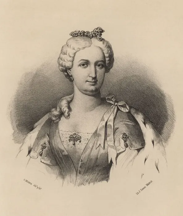 Framed Print : Dona Elizabeth Farnese (1692-1766), second wife of Philip V, Queen of Spain from 1714-1746 Framed Print : Dona Elizabeth Farnese (1692-1766), second wife of Philip V, Queen of Spain from 1714-1746