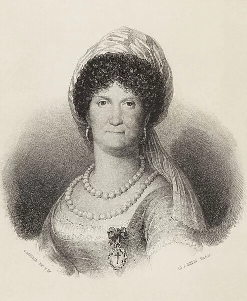 Dona Maria Luisa of Borbon-Parma (1751-1819), Queen of Spain from 1788-1808, engraving 1870