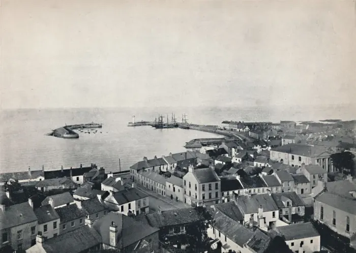 Framed Print : Donaghadee - View from the Church Tower, Showing Harbour, 1895 Framed Print : Donaghadee - View from the Church Tower, Showing Harbour, 1895