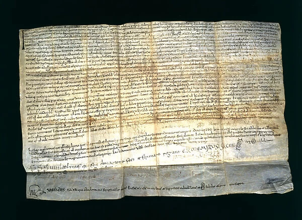 Donation of the castles Les Espases and Esparreguera to the seu of Vic, parchment