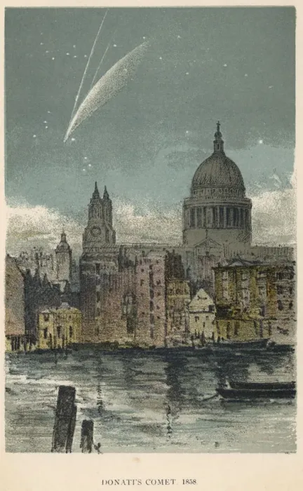 Framed Print : Donatis comet of 1858 viewed over St Pauls Cathedral, London, 1884 Framed Print : Donatis comet of 1858 viewed over St Pauls Cathedral, London, 1884