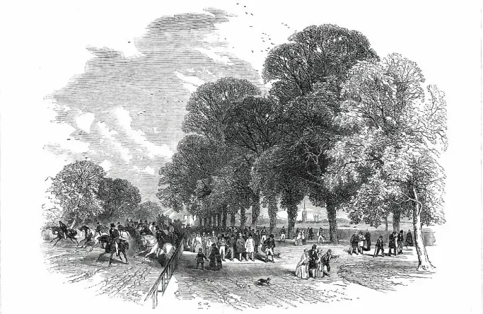Framed Print : Doncaster Races - the Road to the Course, 1850. Creator: Edmund Evans Framed Print : Doncaster Races - the Road to the Course, 1850. Creator: Edmund Evans