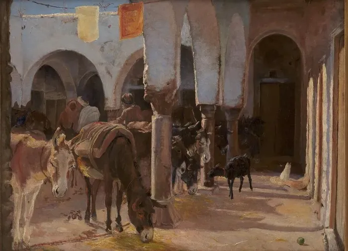 Framed Print : A Donkey House in Tunis, 1882. Creator: Theodor Esbern Philipsen Framed Print : A Donkey House in Tunis, 1882. Creator: Theodor Esbern Philipsen