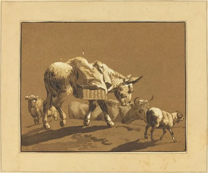 Framed Print : Donkey, published 1782. Creator: Johann Gottlieb Prestel Framed Print : Donkey, published 1782. Creator: Johann Gottlieb Prestel