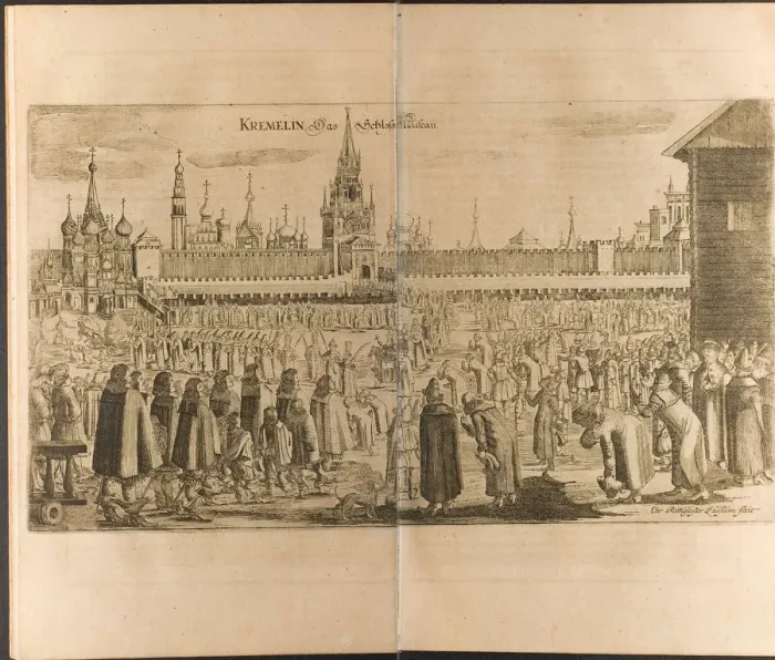 Framed Print : The donkey walk in the Moscow Kremlin (Illustration from Travels to the Great Duke of Muscovy and t Artist: Rothgiesser, Christian Lorenzen (?-1659) Framed Print : The donkey walk in the Moscow Kremlin (Illustration from Travels to the Great Duke of Muscovy and t Artist: Rothgiesser, Christian Lorenzen (?-1659)