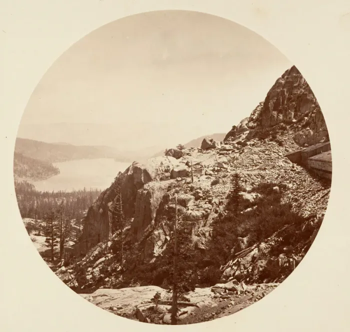 Framed Print : Donner Lake. C. P. R. R, ca. 1878. Creator: Carleton Emmons Watkins Framed Print : Donner Lake. C. P. R. R, ca. 1878. Creator: Carleton Emmons Watkins
