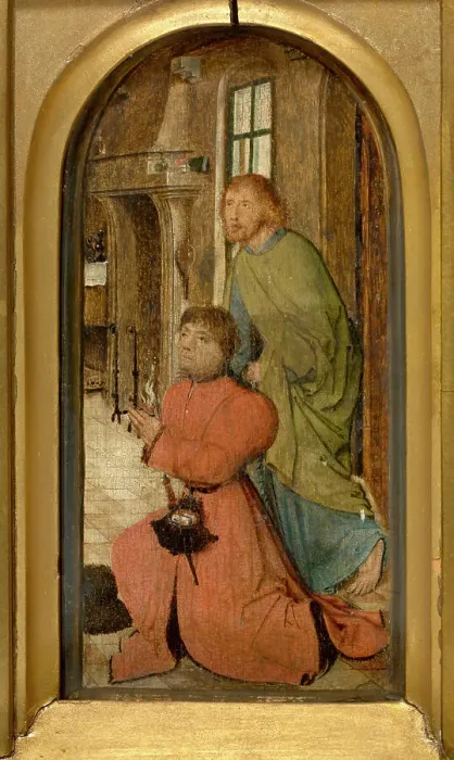 Framed Print : Donor and his Patron, Saint Simon Zelotes, 1470-1475. Creator: Anon Framed Print : Donor and his Patron, Saint Simon Zelotes, 1470-1475. Creator: Anon