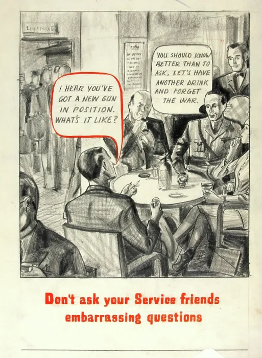 Framed Print : Don't ask your service friends embarrassing questions, World War II poster, between 1939 and 1946
