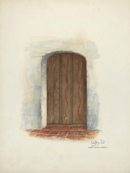 Door, Facade of Mission House, 1937. Creators: Geoffrey Holt, Harry Mann Waddell
