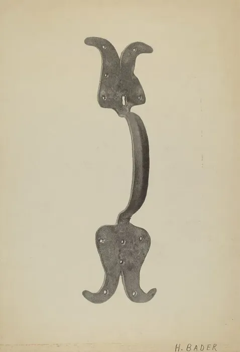Framed Print : Door Handle, c. 1938. Creator: Herman Bader Framed Print : Door Handle, c. 1938. Creator: Herman Bader