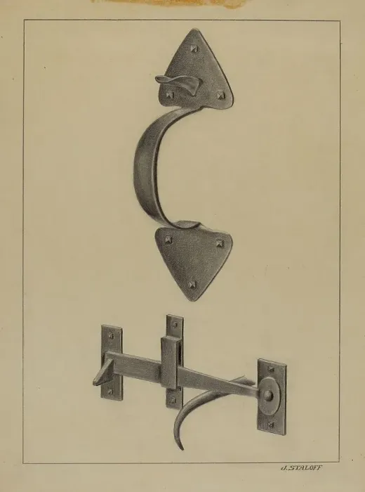 Framed Print : Door Handle and Thumb, c. 1936. Creator: Jack Staloff