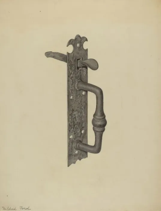 Framed Print : Door Handle with Thumb Press, c. 1938. Creator: Mildred Ford