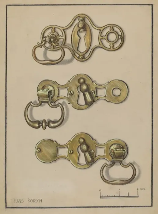 Framed Print : Three Door Handles, c. 1936. Creator: Hans Korsch Framed Print : Three Door Handles, c. 1936. Creator: Hans Korsch