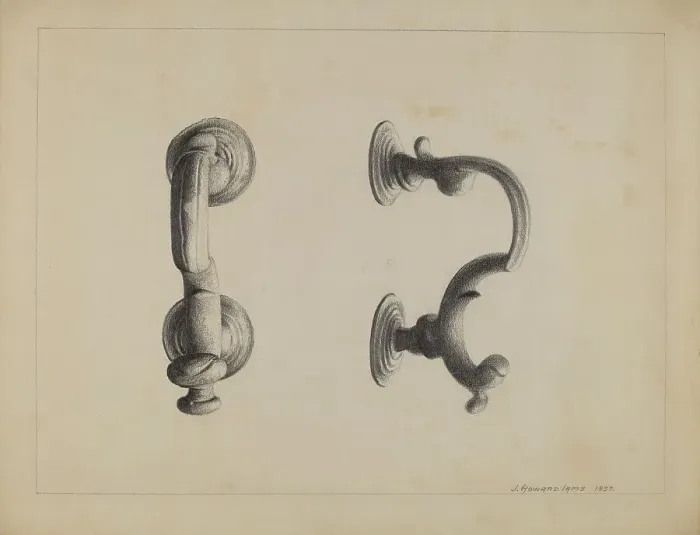 Framed Print : Door Knocker, 1937. Creator: J. Howard Iams Framed Print : Door Knocker, 1937. Creator: J. Howard Iams