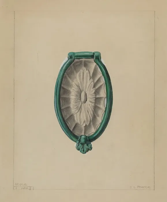 Framed Print : Door Knocker, c. 1936. Creator: Edgar L. Pearce Framed Print : Door Knocker, c. 1936. Creator: Edgar L. Pearce