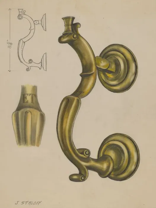 Framed Print : Door Knocker, c. 1936. Creator: Jack Staloff Framed Print : Door Knocker, c. 1936. Creator: Jack Staloff