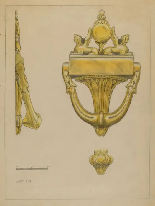 Framed Print : Door Knocker, c. 1936. Creator: Janet Riza Framed Print : Door Knocker, c. 1936. Creator: Janet Riza