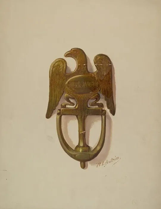 Framed Print : Door Knocker, c. 1936. Creator: William L. Antrim Framed Print : Door Knocker, c. 1936. Creator: William L. Antrim