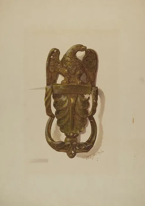 Framed Print : Door Knocker, c. 1936. Creator: William L. Antrim Framed Print : Door Knocker, c. 1936. Creator: William L. Antrim