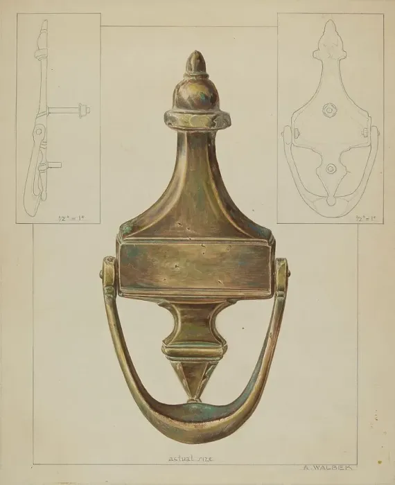 Framed Print : Door Knocker, c. 1937. Creator: Alfred Walbeck Framed Print : Door Knocker, c. 1937. Creator: Alfred Walbeck