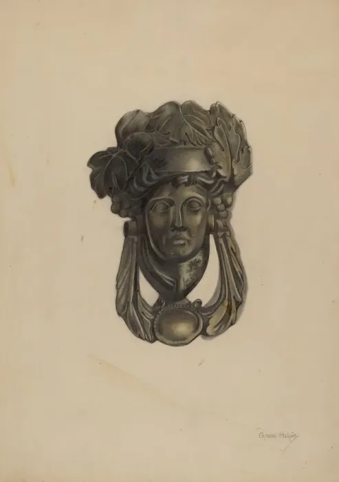Framed Print : Door Knocker, c. 1937. Creator: Grace Halpin Framed Print : Door Knocker, c. 1937. Creator: Grace Halpin