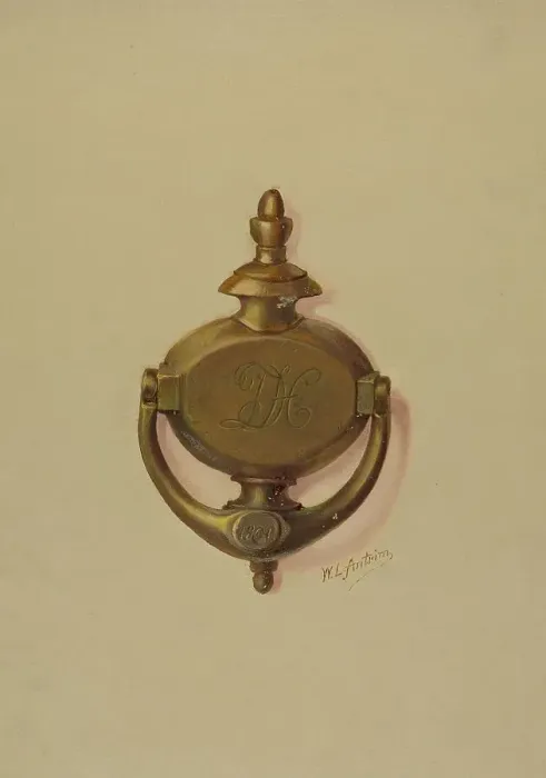 Framed Print : Door Knocker, c. 1937. Creator: William L. Antrim Framed Print : Door Knocker, c. 1937. Creator: William L. Antrim