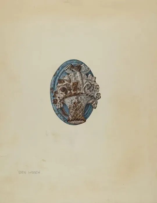 Framed Print : Door Knocker, c. 1939. Creator: Ben Lassen Framed Print : Door Knocker, c. 1939. Creator: Ben Lassen