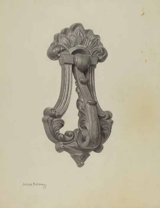 Framed Print : Door Knocker, c. 1940. Creator: Julius Bellamy Framed Print : Door Knocker, c. 1940. Creator: Julius Bellamy
