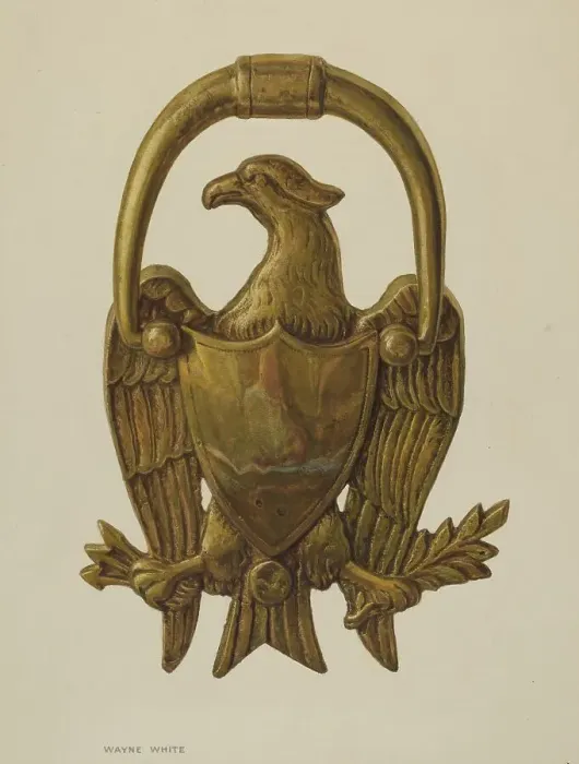 Framed Print : Door Knocker, c. 1940. Creator: Wayne White Framed Print : Door Knocker, c. 1940. Creator: Wayne White