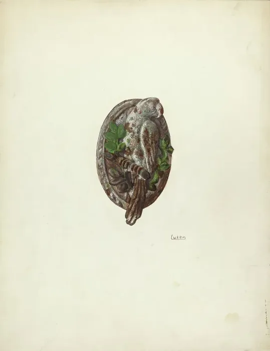 Framed Print : Door Knocker, c. 1940. Creator: Winifred Luten Framed Print : Door Knocker, c. 1940. Creator: Winifred Luten