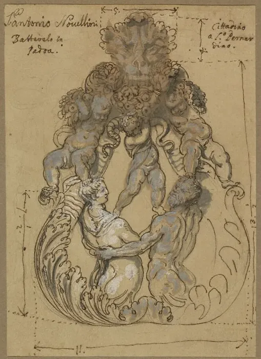 Framed Print : Door Knocker with Triton, Nereid, and Putti, late 17th or early 18th century. Creator: Unknown Framed Print : Door Knocker with Triton, Nereid, and Putti, late 17th or early 18th century. Creator: Unknown