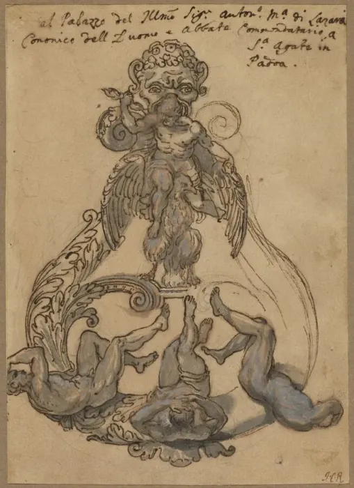 Framed Print : Door Knocker with Zeus Vanguishing Giants, late 17th or early 18th century Framed Print : Door Knocker with Zeus Vanguishing Giants, late 17th or early 18th century