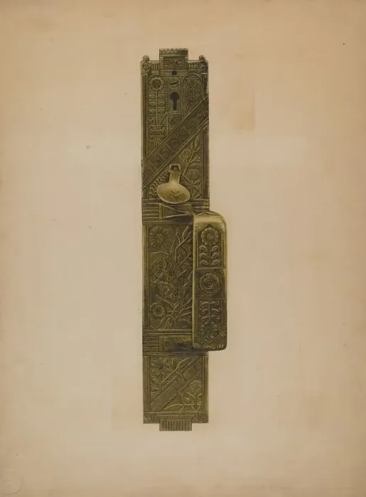 Framed Print : Door Latch and Handle, c. 1939. Creator: Paul Poffinbarger Framed Print : Door Latch and Handle, c. 1939. Creator: Paul Poffinbarger